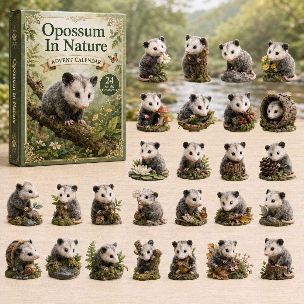 Opossum In Nature Advent Countdown 2026 — 24 Forest-Themed Acrylic Charms, Gift For Wildlife Lovers & Collectors