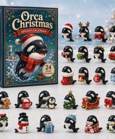 Orca Christmas Countdown Advent Calendar 2026 — 24 Festive Acrylic Charms, Holiday Whale Gift Set