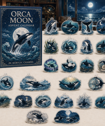 Orca Moon Ocean Countdown — 24 Acrylic Charm Advent Calendar For Whale Lovers, Nautical Holiday Gifts