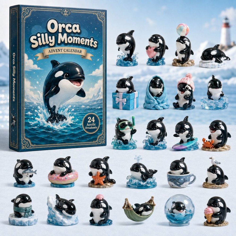 Playful Orca Silly Moments Advent Calendar 2026 — 24 Acrylic Charms, Fun Whale-Themed Holiday Countdown Gift