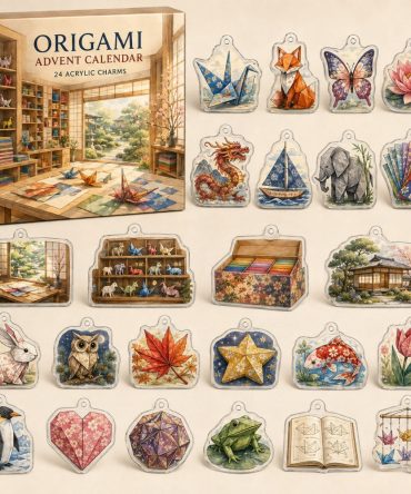 24-Day Origami Charm Countdown — Acrylic Crane, Fold & Paper Mini Charms For Paper Artists, Beginner Gift Set