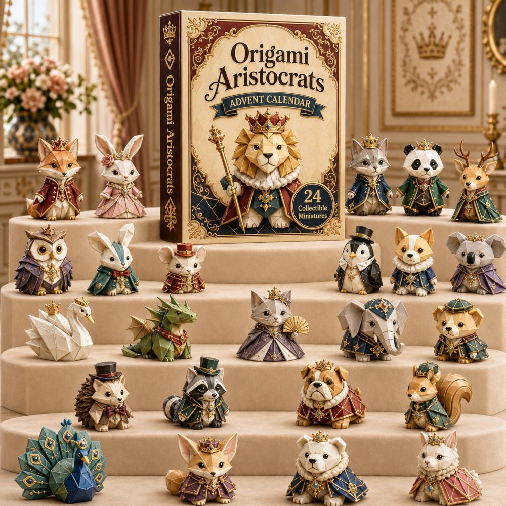 Origami Aristocrats 24-Day Advent Calendar 2026 – Elegant Paper-Inspired Acrylic Charms, Stylish Holiday Countdown Collectible