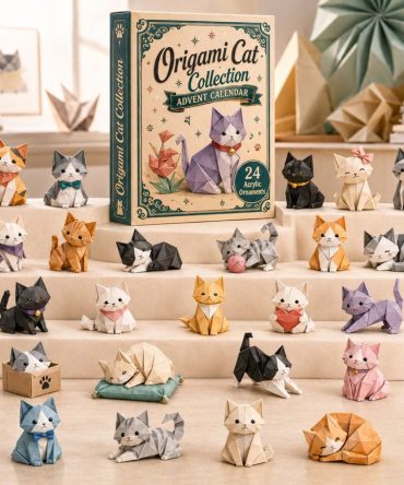 2026 Origami Cat Collection 24-Day Advent Calendar — Charming Folded-Style Acrylic Charms, Perfect Holiday Gift For Cat Lovers