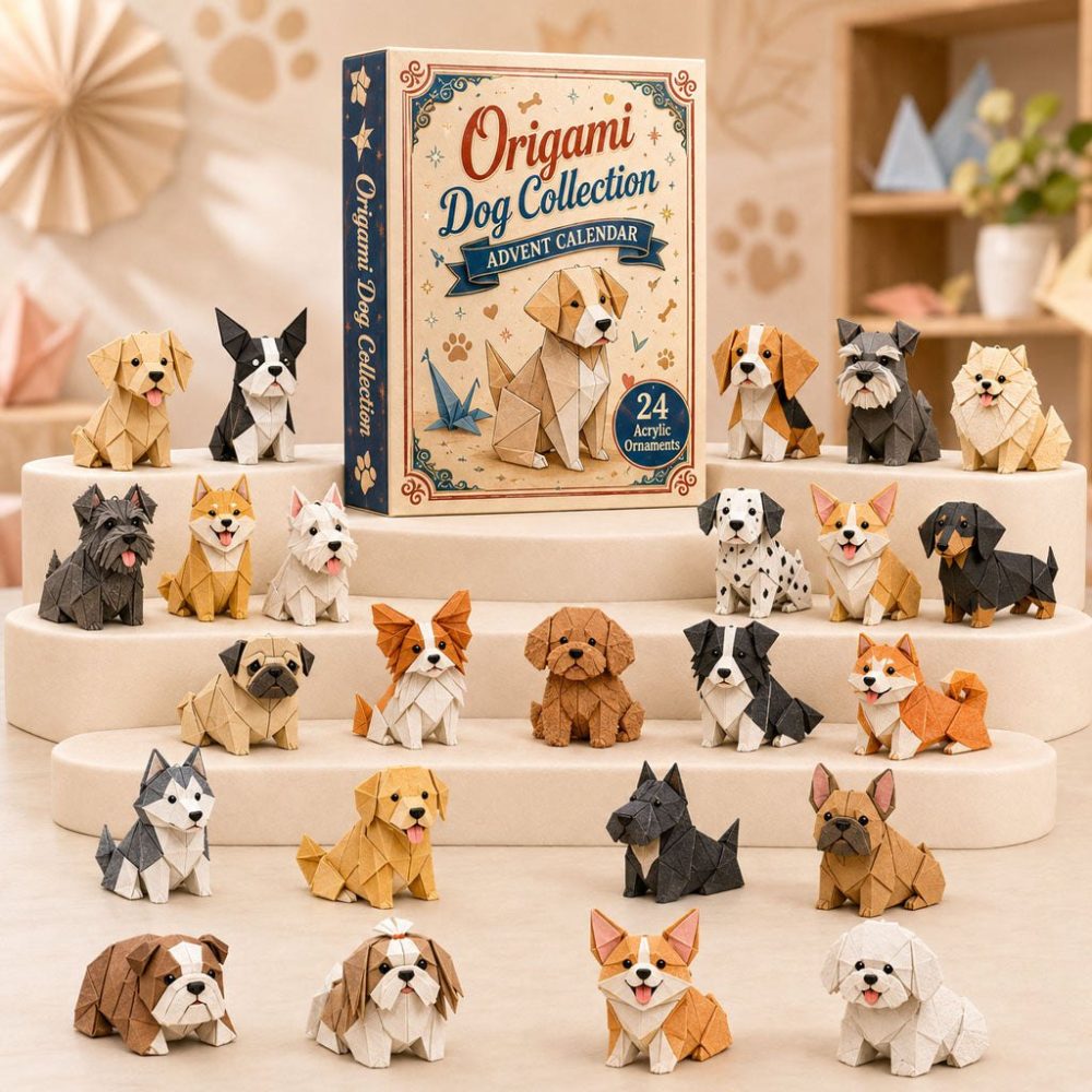 2026 Origami Dog Collection 24-Day Advent Calendar — Folded-Design Acrylic Charms, Stylish Countdown Gift For Dog Aficionados