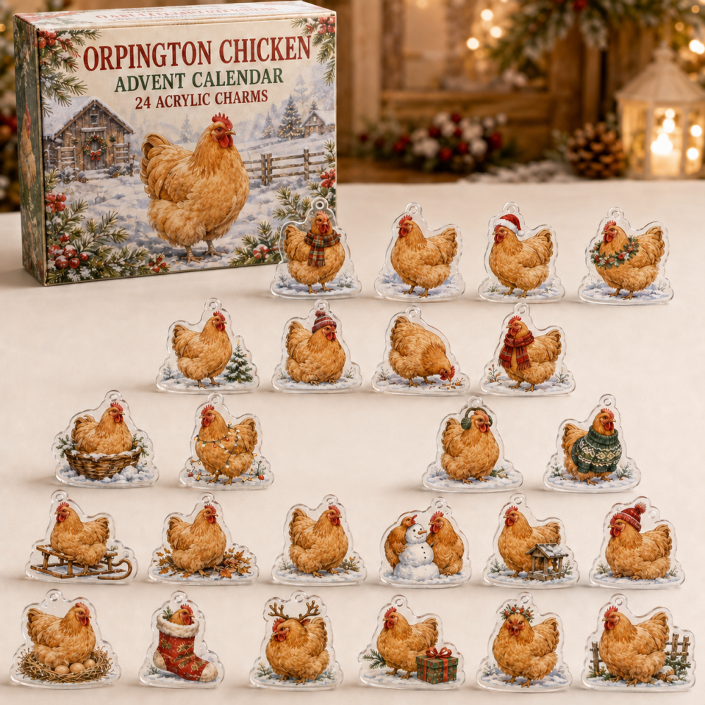 Orpington Chicken Holiday Advent Set — 24 Acrylic Charms For Farmhouse Christmas Decor & Gifts For Chicken Keepers