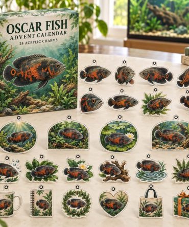 Oscar Fish Holiday Charm Countdown — 24 Bold Acrylic Charms For Cichlid Lovers , Gift-Ready Aquarium Collectible Set