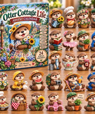 Otter Cottage Life Advent Calendar 2026 — 24-Day Acrylic Charm Countdown, Cozy Otter Cottage Ornaments & Keepsake Gift