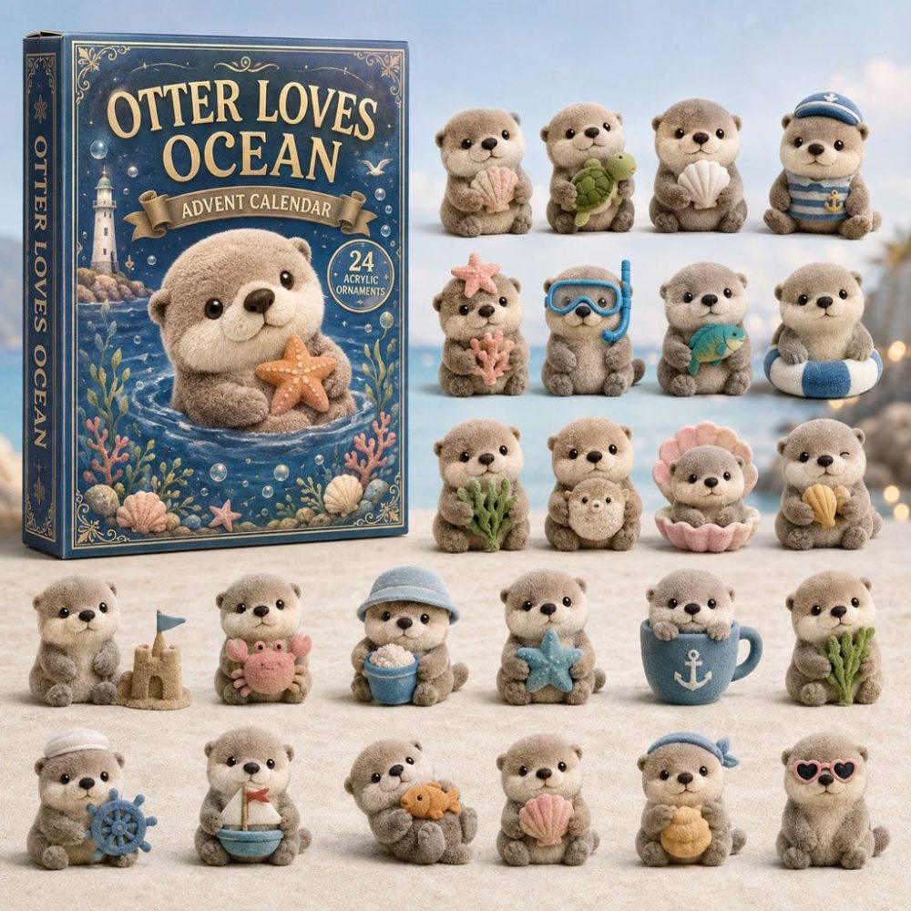 Ocean Otter 24-Day 2026 Acrylic Charm Countdown - Sea-Themed Holiday Calendar With Otter Charms, Nautical Gift For Ocean Fans