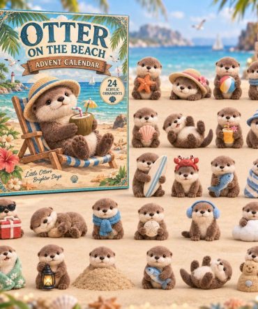 Otter On Beach 24-Day Charm Countdown Calendar - 2026 Acrylic Seaside Gift Set For Beach Lovers & Collectors