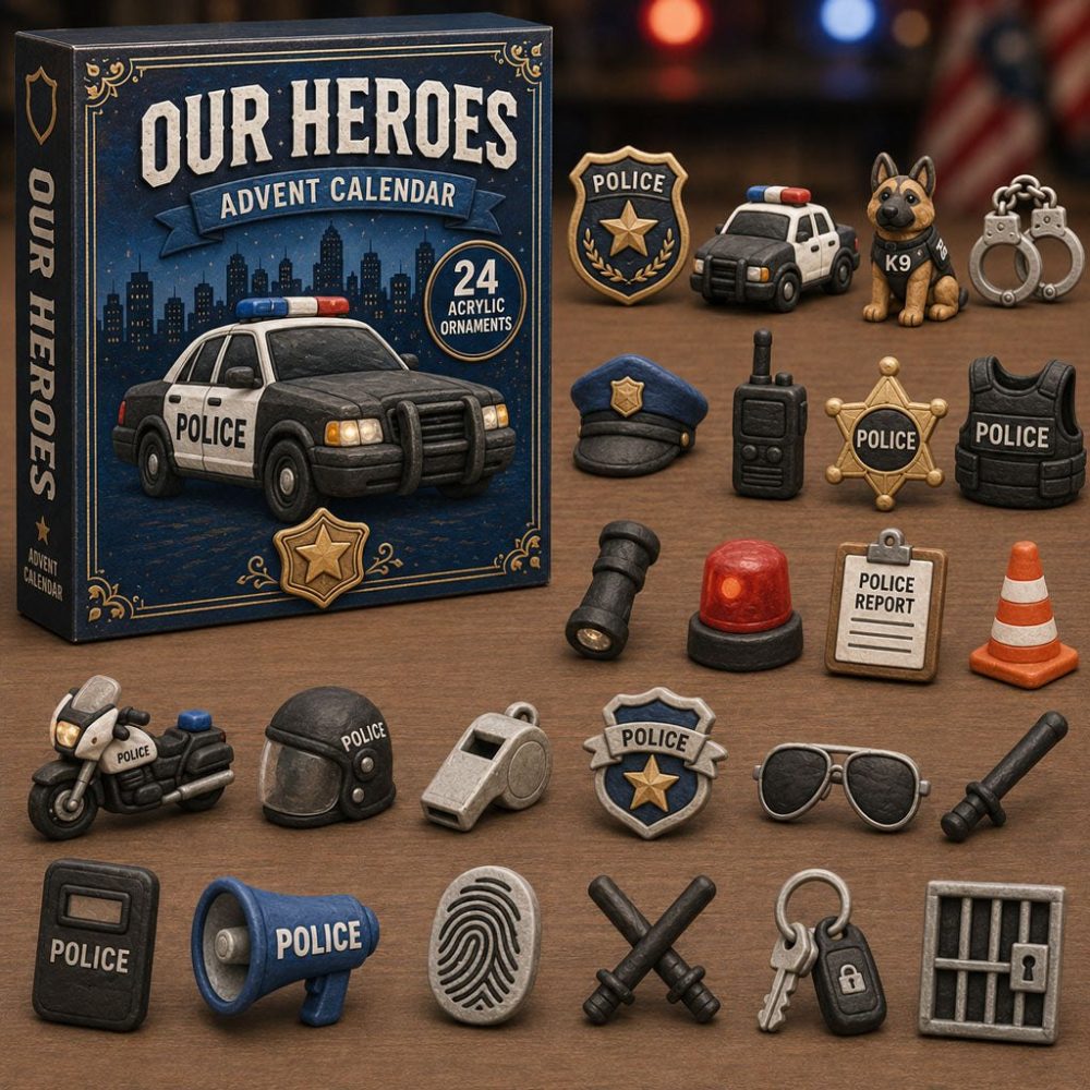 Our Heroes Police Gear Advent 2026 — 24-Day Collector Set Of Acrylic Charms Featuring Essential Police Equipment