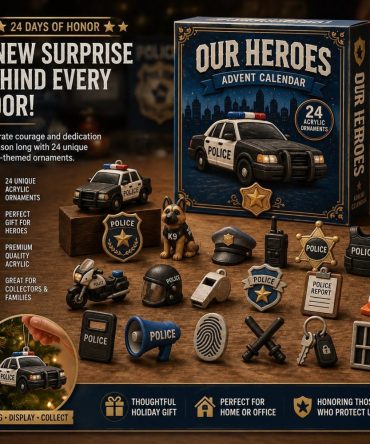 2026 Our Heroes Police Countdown Calendar – 24-Day Collectible Acrylic Charms, Tribute Gift For Kids & First Responder Fans