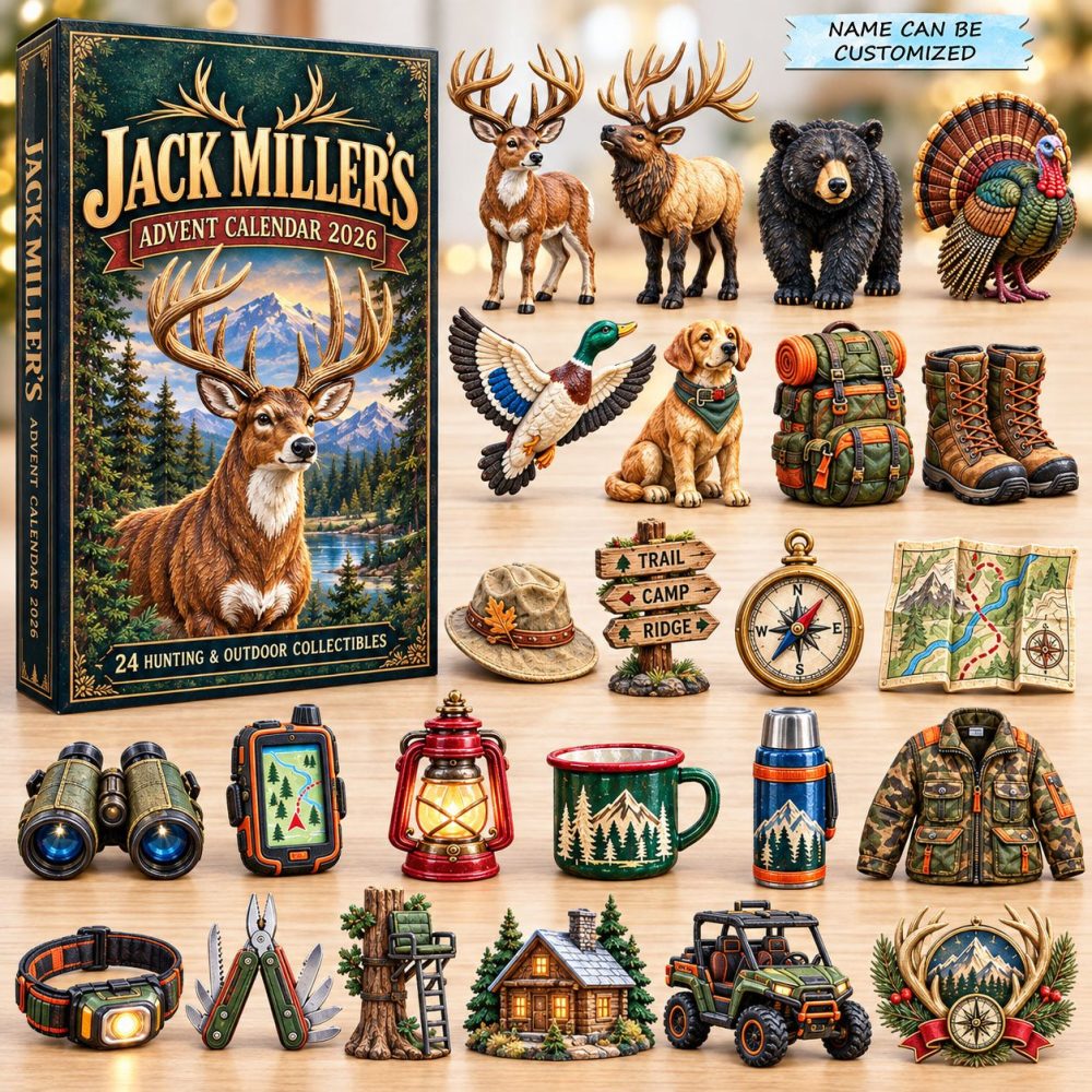 Outdoor Hunting Expedition Countdown 24-Day 2026 — Acrylic Wildlife Charms, Rugged Gift For Hunters & Outdoor Families