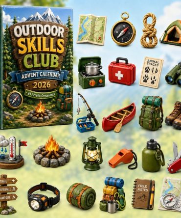 Outdoor Skills Club Advent Countdown 2026 — 24 Adventure-Themed Acrylic Charms, Nature-Lover Gift Set For Kids & Explorers