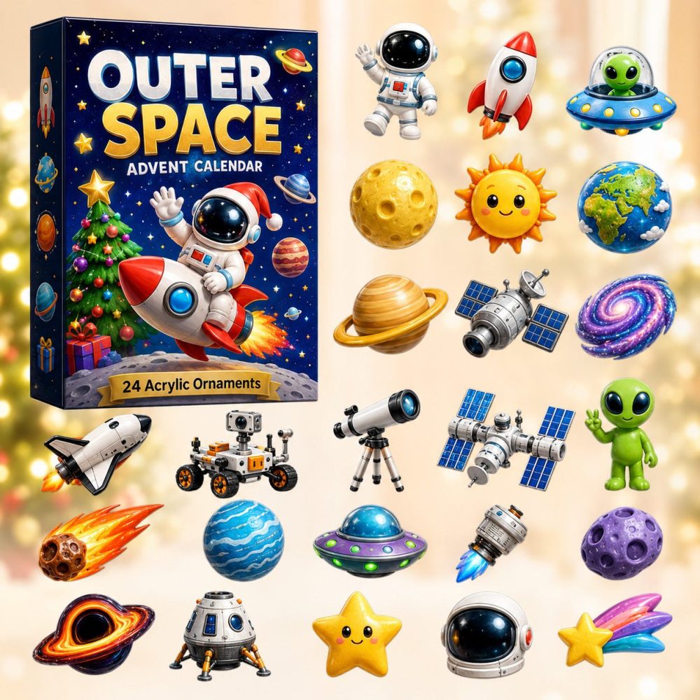 2026 Outer Space Adventure Countdown Calendar — 24 Galactic Acrylic Charms, Space-Themed Gift For Kids & Collectors