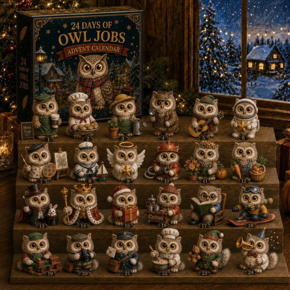 Whimsical Owl Jobs Advent Calendar 2026 – 24-Day Collectible Acrylic Charms, Cute Career-Themed Countdown For Kids & Collectors