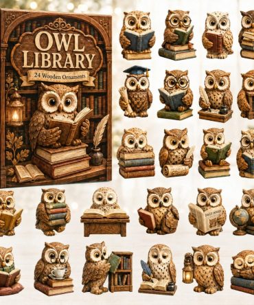 2026 24-Day Owl Library Wooden Countdown — Bookish Advent Calendar With Wooden Owl Charms, Perfect Librarian & Reader Holiday Gift Or Shelf Decor