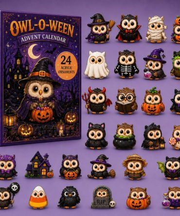 2026 Owl O Ween Spooky Countdown Calendar — 24 Halloween-Themed Acrylic Owl Charms, Fun Holiday Gift For Kids & Parties