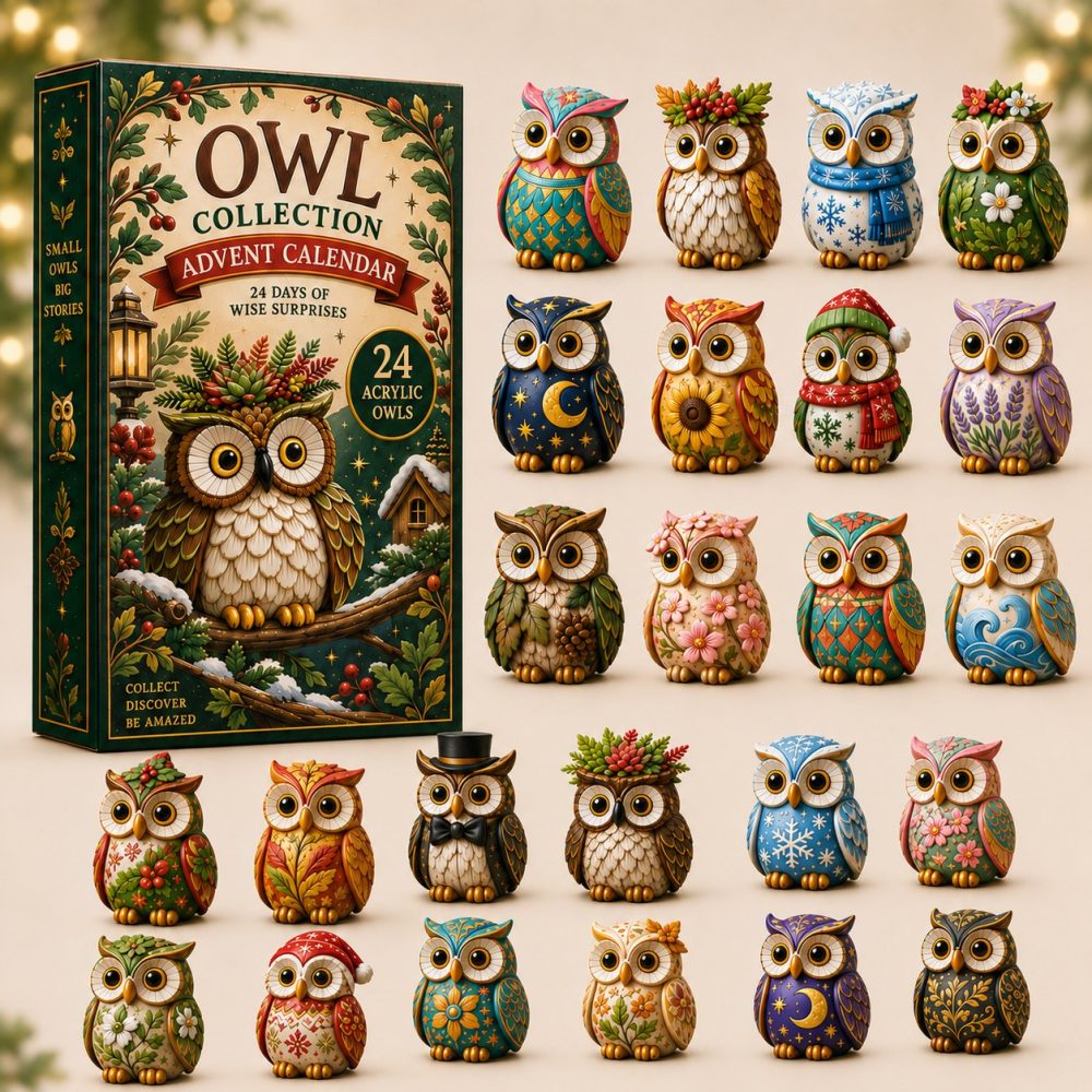 2026 Owl Wonders Holiday Countdown Calendar — 24 Charming Acrylic Owl Surprises, Cute Gift For Kids & Night Bird Fans