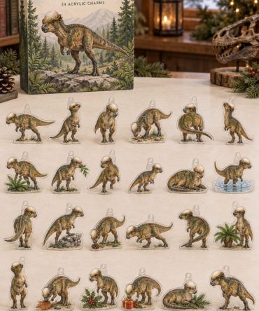 Pachycephalosaurus Skull Charm Countdown — 24 Thick-Skulled Dino Acrylic Charms, Advent Set For Kids & Fossil Enthusiasts