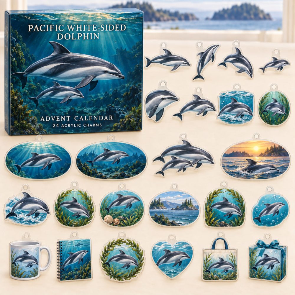 24-Day Pacific White-Sided Dolphin Acrylic Charm Advent Countdown — Premium Ocean-Themed Holiday Calendar Gift Set For Dolphin Collectors