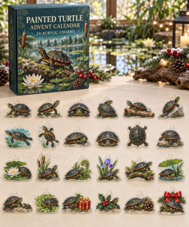 Painted Turtle 24-Day Acrylic Charm Countdown Calendar — Fun Reptile Charm Gift Set For Kids, Crafters & Turtle Enthusiasts This Holiday Season
