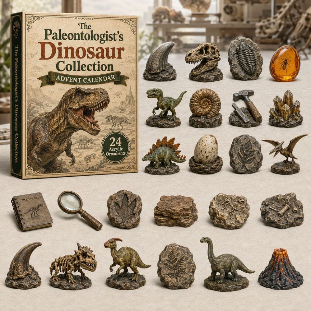 Excavator-Inspired 2026 Dinosaur Discovery Countdown — 24 Fossil-Themed Acrylic Charms Advent Calendar For Kids, Stem Gift
