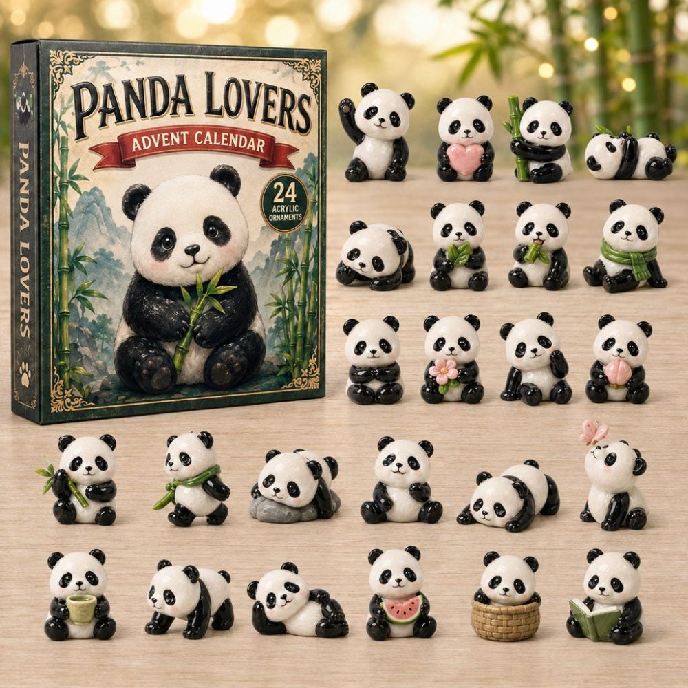 2026 24-Day Panda Lovers Holiday Countdown — Acrylic Panda Charm Advent Calendar, Cute Gift For Animal Lovers & Kids’ Decorative Keepsake