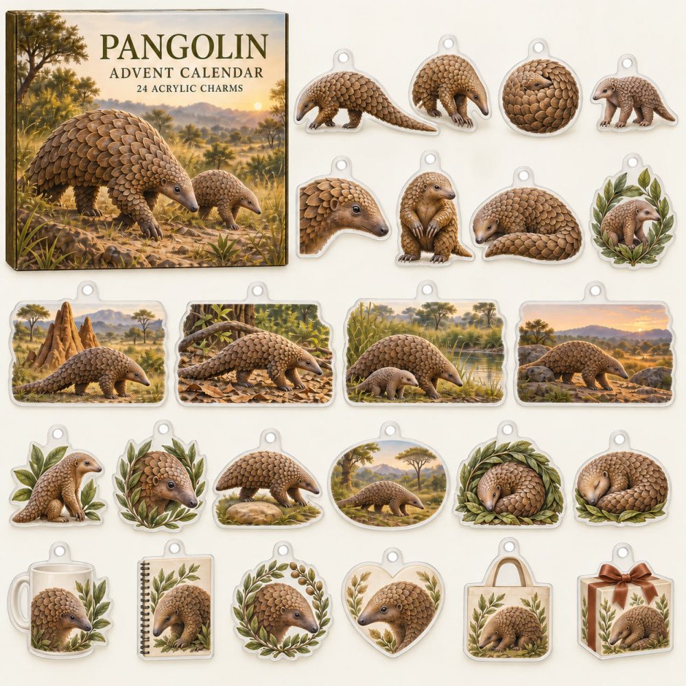 24-Day Pangolin Holiday Countdown — Exotic Acrylic Charm Advent Pack, Pangolin Collectible Charms For Gifts & Stockings