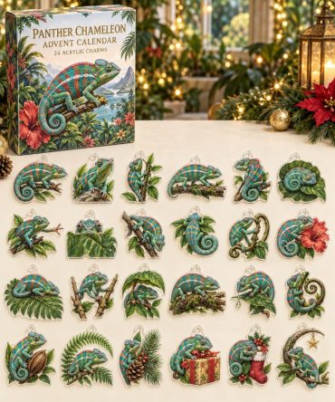 Panther Chameleon Collector Countdown — 24 Color-Shifting Acrylic Chameleon Charms, Vibrant Reptile-Themed 2026 Advent Gift