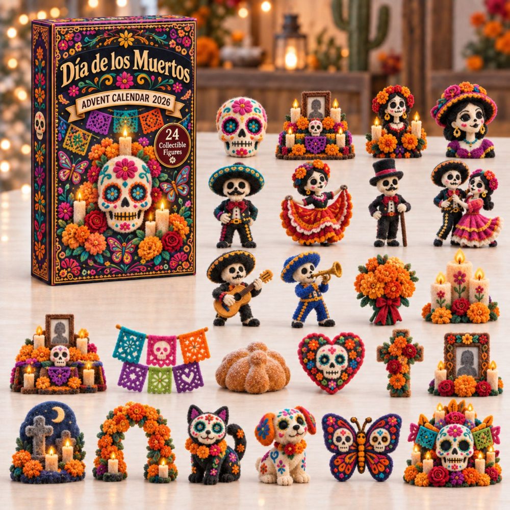 Vibrant Papel Picado Día De Muertos Countdown 2026 — Limited Edition 24-Day Keepsake With 24 Acrylic Charms & Altar Décor