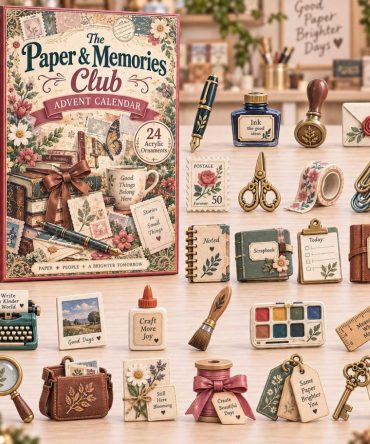 2026 Paper Memories Club Charm Countdown - 24 Paper-Inspired Acrylic Surprises, Crafty Advent Set For Scrapbookers & Collectors