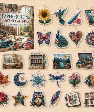 24-Day Paper Quilling Charm Countdown — Acrylic Coil, Strip & Tool Mini Charms For Papercrafters, Diy Gift Set