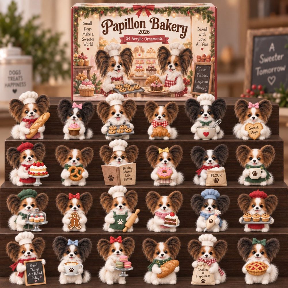 Papillon Bakery Sweet Advent Calendar 2026 — 24 Bakery-Themed Papillon Acrylic Charms, Charming Holiday Countdown For Dog & Baking Enthusiasts