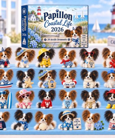 Papillon Coastal Life Advent Calendar 2026 — 24 Beachy Papillon Acrylic Charms, Nautical Dog Gift Set & Seaside Holiday Countdown For Pet Fans
