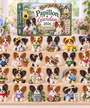 Papillon Garden 2026 Advent Calendar — 24 Floral Papillon Acrylic Charms, Elegant Dog & Garden-Themed Holiday Countdown Gift For Pet Lovers