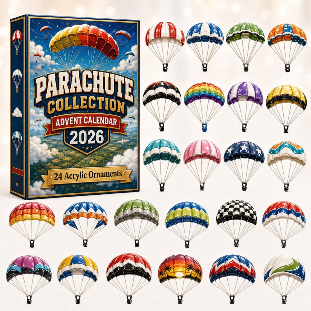 2026 24-Day Parachute Adventure Collection Countdown — Acrylic Charm Explorer Advent Calendar, Skydiving & Military Tribute Holiday Gift