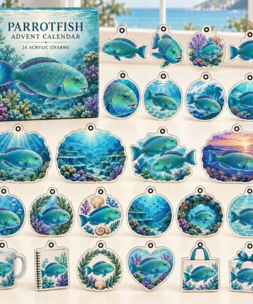 Vibrant Parrotfish 24-Day Acrylic Charm Advent Calendar — Tropical Ocean Countdown, Giftable Collector Set & Holiday Stocking Stuffer
