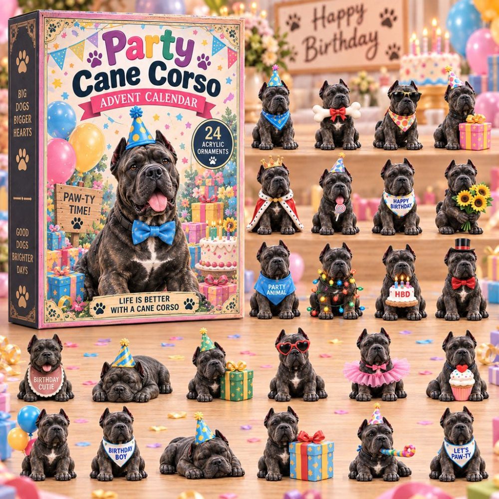 Party Cane Corso 24-Day Charm Countdown Calendar - 2026 Acrylic Celebration Gift For Cane Corso Fans & Collectors