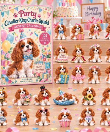 Party Cavalier Spaniel 24-Day Charm Countdown Calendar - 2026 Acrylic Celebration Set For Dog Lovers & Collectors