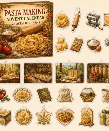 24-Day Pasta Making Charm Countdown: Authentic Acrylic Pasta Tools & Shape Charms For Home Cooks, Giftable Collectibles & Kitchen Decor