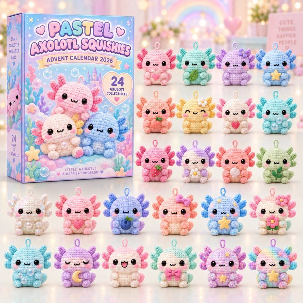 2026 Pastel Axolotl Advent Calendar: 24-Day Acrylic Charm Collection - Soft Pastel Sea Creature Holiday Countdown