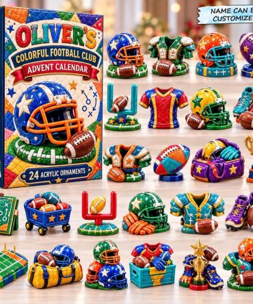 2026 Patchwork Football Advent Calendar - 24-Day American Football Acrylic Charms, Patchwork Sports Holiday Gift