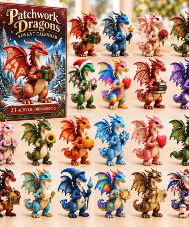 Patchwork Dragon Advent Calendar 2026 - 24-Day Acrylic Charm Countdown, Colorful Fabric-Inspired Collectible Gift
