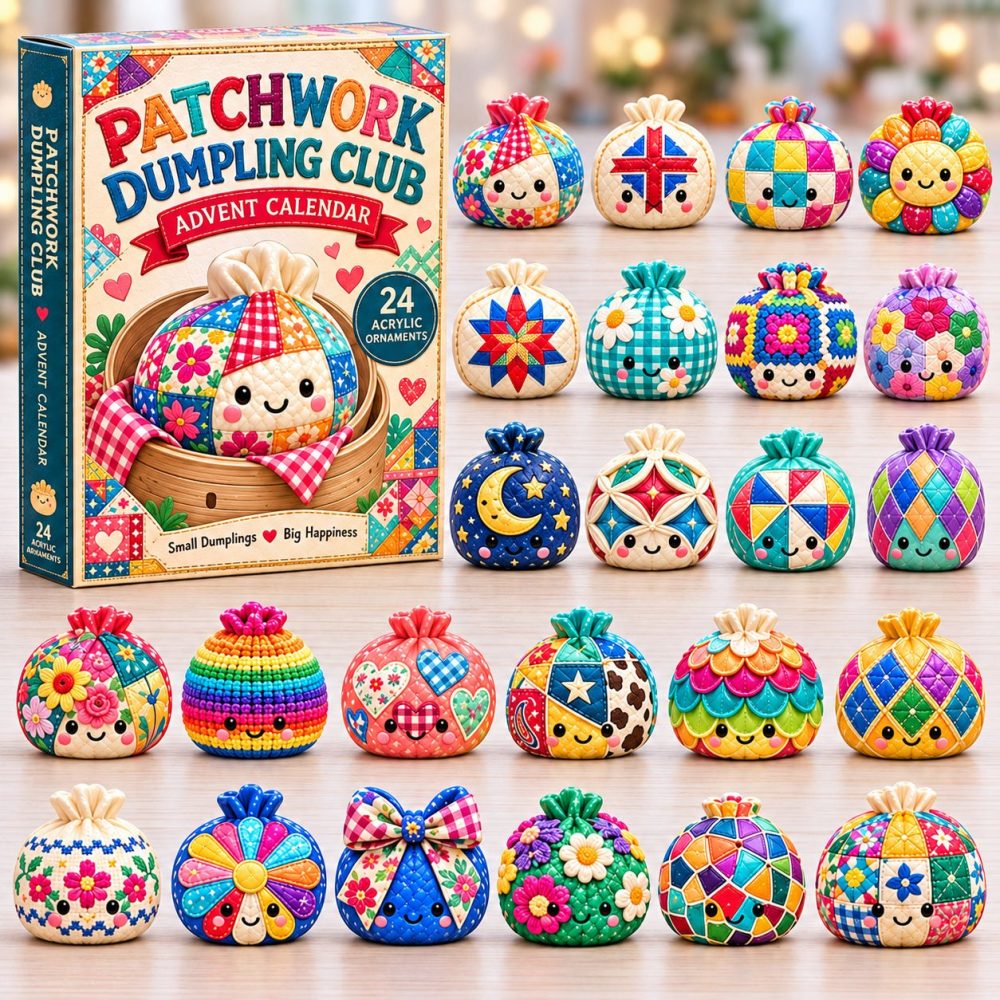 Patchwork Dumpling Club Advent Calendar 2026 - 24 Cute Dumpling & Food Acrylic Charms For Foodies, Collectors & Gifts