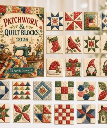 Limited Edition 2026 Patchwork Advent Calendar — 24 Quilt-Block Acrylic Charms, Daily Countdown Gift For Quilters & Craft Lovers