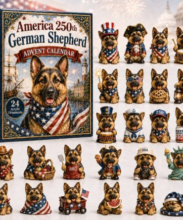 2026 Patriot Shepherd Holiday Countdown Calendar — 24 Acrylic Charm Surprises, Patriotic Dog Gift For Collectors & Kids
