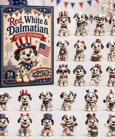 Patriotic Dalmatian 2026 Countdown - 24-Day Acrylic Charm Calendar, Usa-Themed Dalmatian Charms For Holiday Gifts