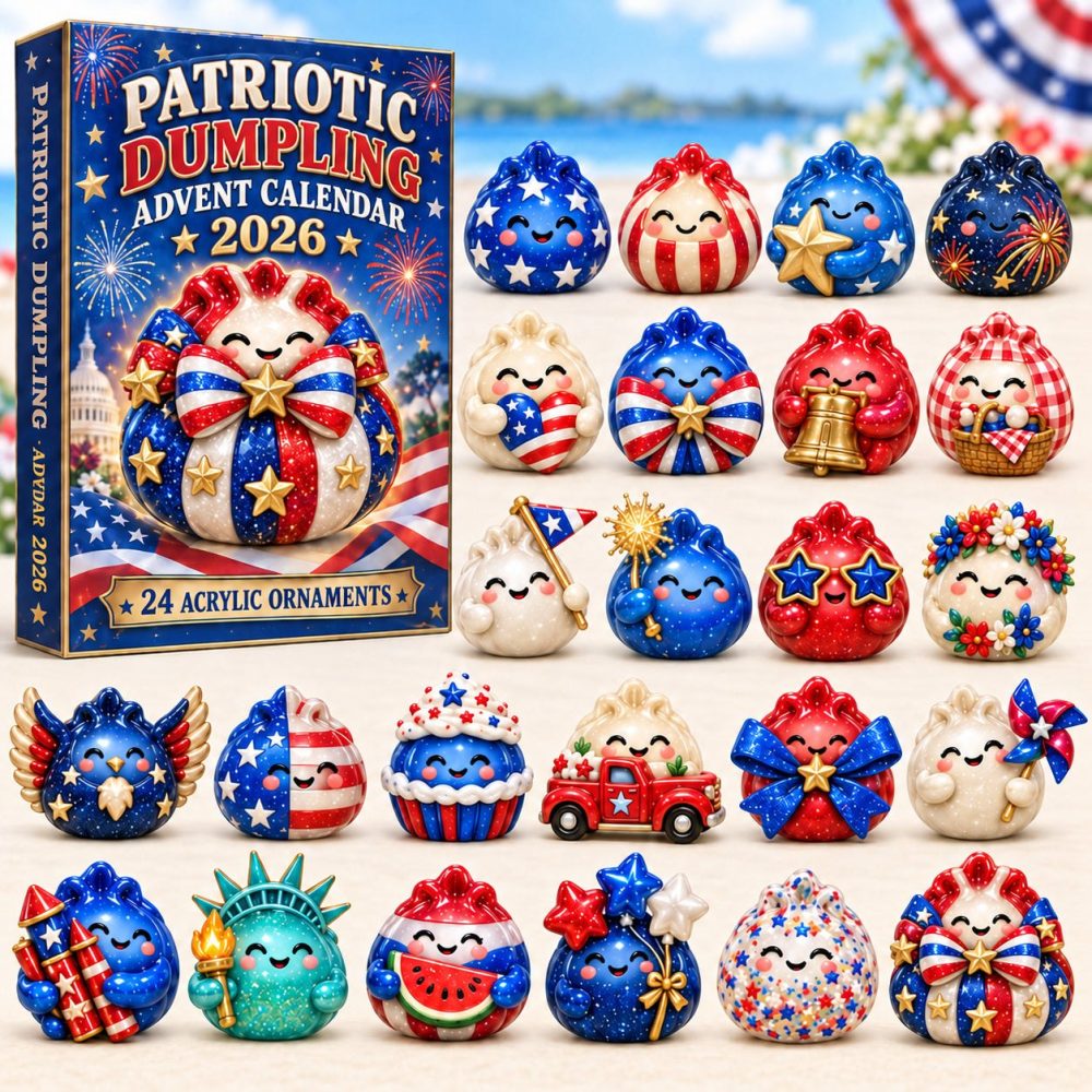 Usa Patriotic Dumpling Holiday Advent Calendar - 24-Day Acrylic Charm Countdown, Collectible Christmas Gift