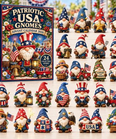 Patriotic Gnome 2026 Countdown Calendar — 24-Day Advent With Acrylic Charms, Red White Blue Holiday Gift For Usa Fans
