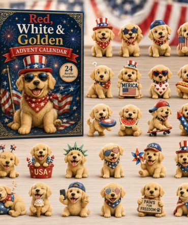 2026 24-Day Patriotic Golden Retriever Countdown Calendar — Acrylic Charm Dog Lover Holiday Gift, Usa-Themed Stocking Stuffer For Pet Fans